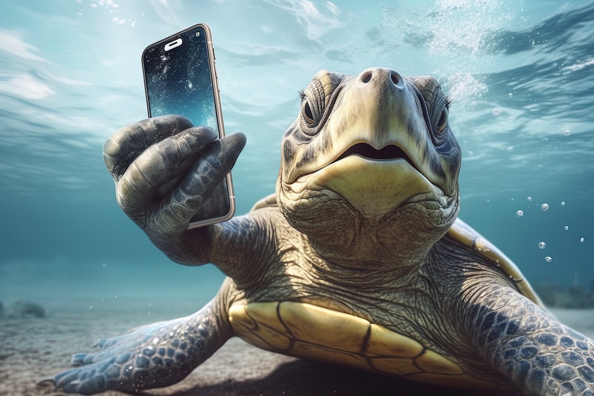 turtle with phone camera